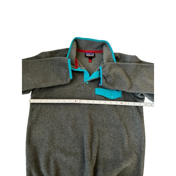 Patagonia Grey/Teal Synchilla Snap Tee Fleece Pullover Size S - Picture 5 of 7